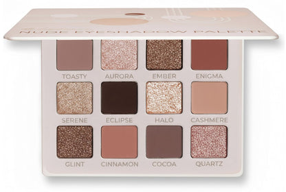 Lamora Nude Lidschattenpalette – 12 sanfte Rosé-Nuancen, Multi-Use Make-up-Palette mit matten & schimmernden Finishes, ultra-verblendbare Alltags-Neutrals, langanhaltende Haltbarkeit, Reise-Make-up mit Spiegel