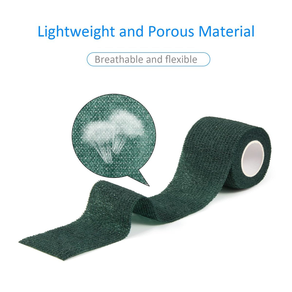 12 Stück 5 cm x 4,5 m Selbstklebende elastische Bandage - Selbsthaftende Kohäsivbinde für Handgelenk, Knöchel, Haustier, Sport, Schwellung, Verstauchung, Grifffixierung - Armeegrün