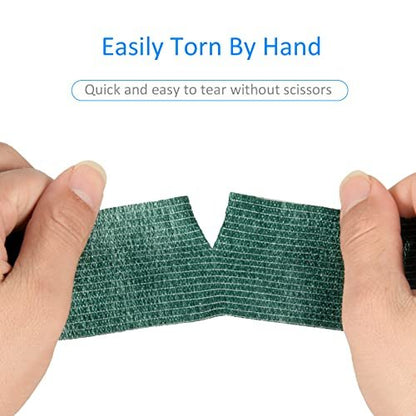 12 Stück 5 cm x 4,5 m Selbstklebende elastische Bandage - Selbsthaftende Kohäsivbinde für Handgelenk, Knöchel, Haustier, Sport, Schwellung, Verstauchung, Grifffixierung - Armeegrün