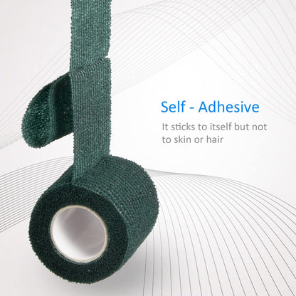 12 Stück 5 cm x 4,5 m Selbstklebende elastische Bandage - Selbsthaftende Kohäsivbinde für Handgelenk, Knöchel, Haustier, Sport, Schwellung, Verstauchung, Grifffixierung - Armeegrün
