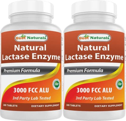 Best Naturals, Schnell wirkendes Laktase-Enzym, 3000 FCC ALU, 180 Tabletten (180er-Pack (2er-Pack))