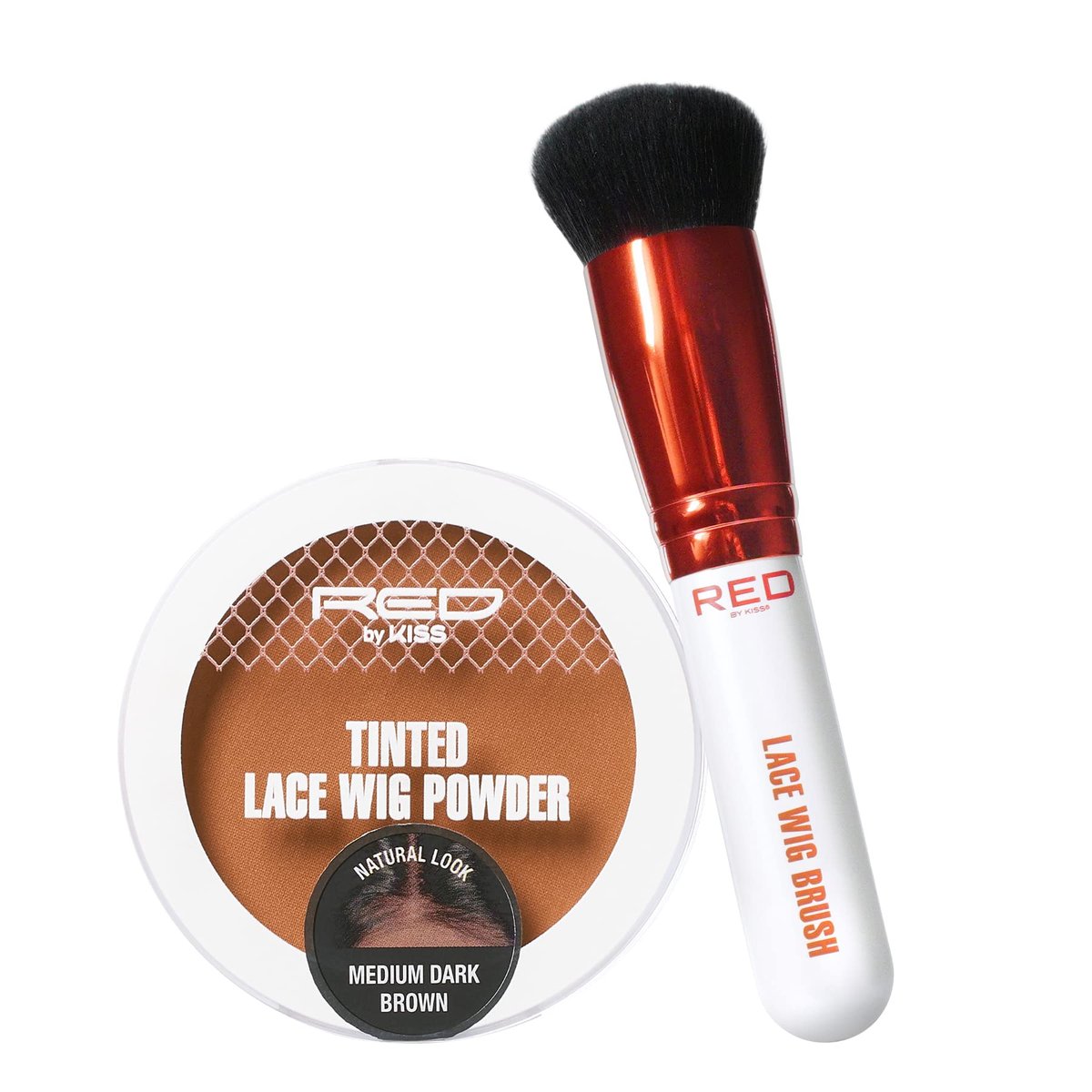 Red by Kiss Lace Wig Brush Tinted Powder Set – Matt-Finish, Ölkontrolle, Leicht, Lang anhaltend, Mix & Match Duo