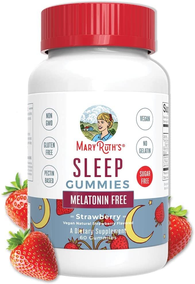 MARYRUTH'S Schlafgummis | Zuckerfrei | Ohne Melatonin | L-Theanin | Melissenblatt | Kamille | Vitamin B6 | Entspannungs- und Schlafunterstützung | Stressabbau | Vegan | Glutenfrei | 60 Stück