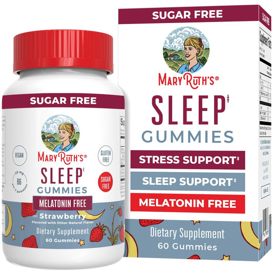 MARYRUTH'S Schlafgummis | Zuckerfrei | Ohne Melatonin | L-Theanin | Melissenblatt | Kamille | Vitamin B6 | Entspannungs- und Schlafunterstützung | Stressabbau | Vegan | Glutenfrei | 60 Stück
