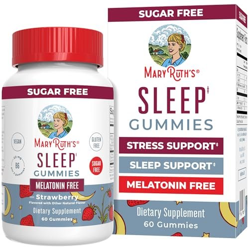 MARYRUTH'S Schlafgummis | Zuckerfrei | Ohne Melatonin | L-Theanin | Melissenblatt | Kamille | Vitamin B6 | Entspannungs- und Schlafunterstützung | Stressabbau | Vegan | Glutenfrei | 60 Stück