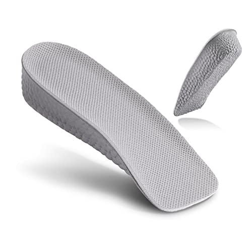 Elfzone Höhenverstellbare Einlegesohlen - 1 Zoll - Fußgewölbe-Kontur-Schuhaufsätze für Männer Orthopädische Fersenerhöhung Gel-Beinlängenausgleich, Männergröße 10-12, Grau (2 Stück) (1 Zoll)