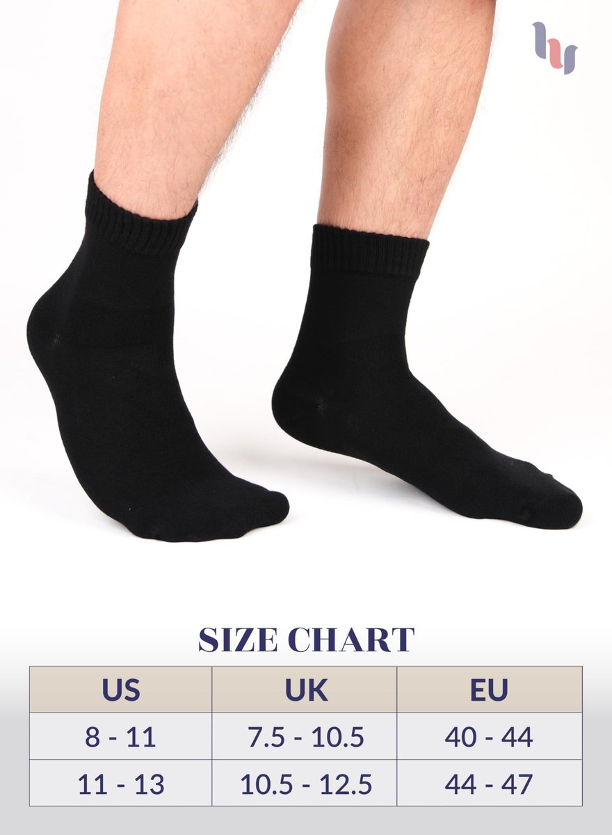 Hugh Ugoli Herren Baumwoll-Diabetiker-Knöchelsocken, Weit, Dünn, Lockere Passform und Dehnbar, Nahtlose Zehen & Nicht einschnürendes Bündchen, 4 Paar, Schwarz, Schuhgröße: 8-11