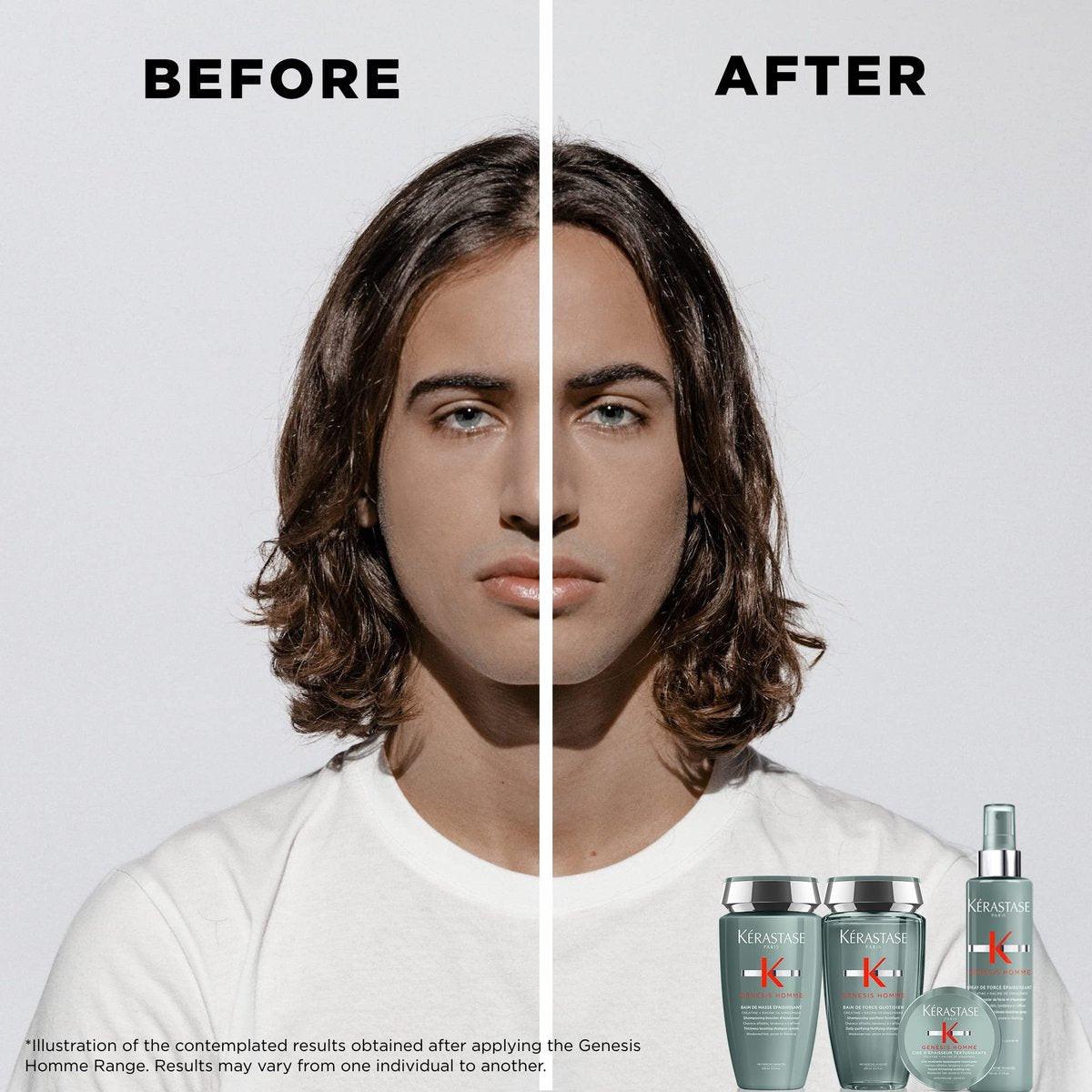 Kerastase Genesis Homme Bain De Force Shampoo für Männer – Tiefenreinigung & Feuchtigkeit für geschwächtes Haar und Bart, 250 ml