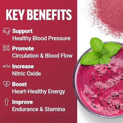 Force Factor Total Beets Superfood-Pulver mit Nitraten – Unterstützt gesunden Blutdruck, Durchblutung, Blutfluss, Stickstoffmonoxid, Energie, Ausdauer & Herz-Kreislauf-Gesundheit, 30 Portionen, Schwarzkirsche