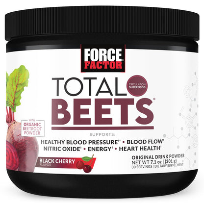 Force Factor Total Beets Superfood-Pulver mit Nitraten – Unterstützt gesunden Blutdruck, Durchblutung, Blutfluss, Stickstoffmonoxid, Energie, Ausdauer & Herz-Kreislauf-Gesundheit, 30 Portionen, Schwarzkirsche