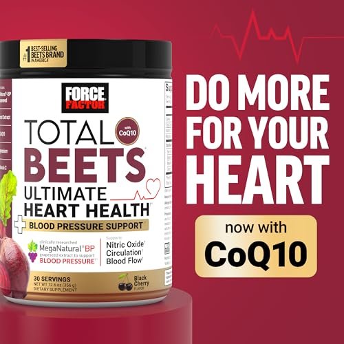 Force Factor Total Beets Superfood-Pulver mit Nitraten – Unterstützt gesunden Blutdruck, Durchblutung, Blutfluss, Stickstoffmonoxid, Energie, Ausdauer & Herz-Kreislauf-Gesundheit, 30 Portionen, Schwarzkirsche