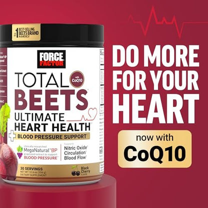 Force Factor Total Beets Superfood-Pulver mit Nitraten – Unterstützt gesunden Blutdruck, Durchblutung, Blutfluss, Stickstoffmonoxid, Energie, Ausdauer & Herz-Kreislauf-Gesundheit, 30 Portionen, Schwarzkirsche