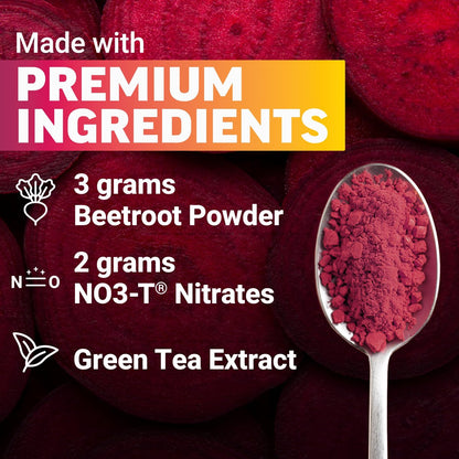 Force Factor Total Beets Rote-Bete-Pulver mit Energie, NO3-T® Nitrate zur Unterstützung von Kreislauf, Blutdruck, Durchblutung und Ausdauer – plus Grüntee-Extrakt. Ein Superfood-Ergänzungsmittel, 30 Portionen
