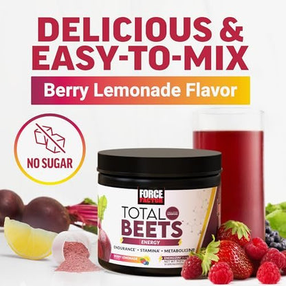 Force Factor Total Beets Rote-Bete-Pulver mit Energie, NO3-T® Nitrate zur Unterstützung von Kreislauf, Blutdruck, Durchblutung und Ausdauer – plus Grüntee-Extrakt. Ein Superfood-Ergänzungsmittel, 30 Portionen
