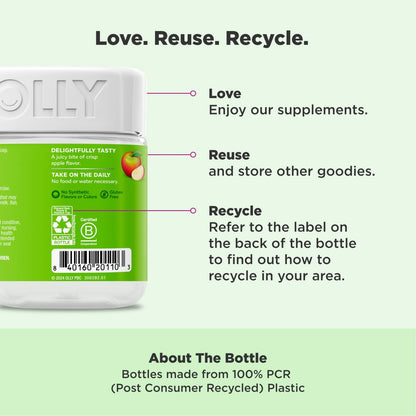 OLLY Metabolism Gummiringe - Apfelessig, Vitamin B12, Chrom – Energie & Verdauung, 30 Stück