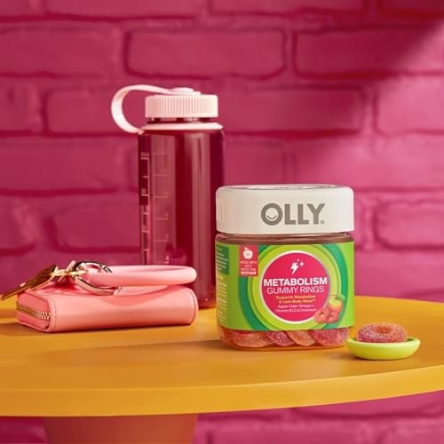 OLLY Metabolism Gummiringe - Apfelessig, Vitamin B12, Chrom – Energie & Verdauung, 30 Stück