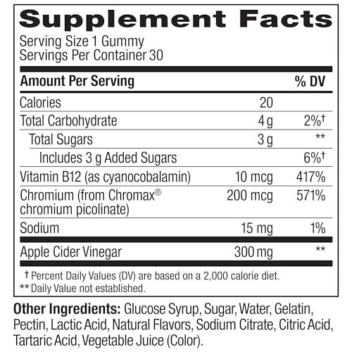OLLY Metabolism Gummiringe - Apfelessig, Vitamin B12, Chrom – Energie & Verdauung, 30 Stück