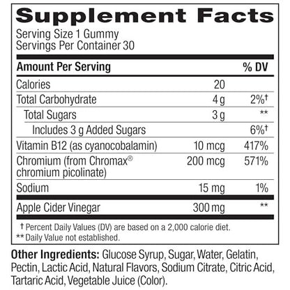 OLLY Metabolism Gummiringe - Apfelessig, Vitamin B12, Chrom – Energie & Verdauung, 30 Stück