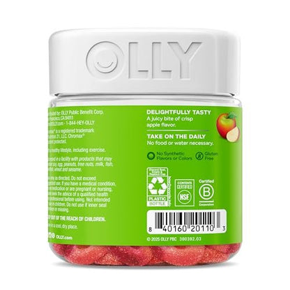 OLLY Metabolism Gummiringe - Apfelessig, Vitamin B12, Chrom – Energie & Verdauung, 30 Stück