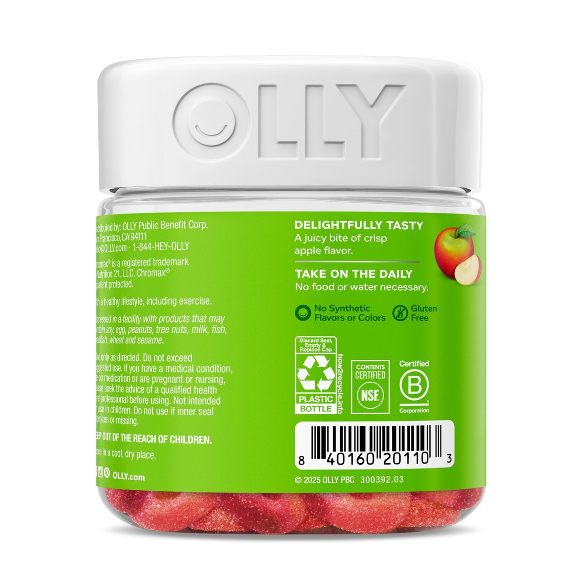 OLLY Metabolism Gummiringe - Apfelessig, Vitamin B12, Chrom – Energie & Verdauung, 30 Stück