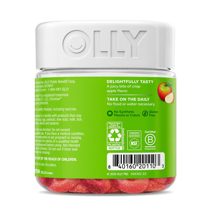 OLLY Metabolism Gummiringe - Apfelessig, Vitamin B12, Chrom – Energie & Verdauung, 30 Stück