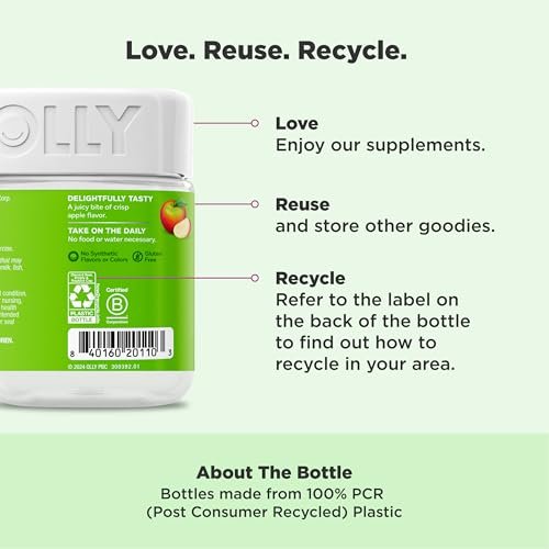 OLLY Metabolism Gummiringe - Apfelessig, Vitamin B12, Chrom – Energie & Verdauung, 30 Stück