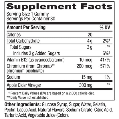 OLLY Metabolism Gummiringe - Apfelessig, Vitamin B12, Chrom – Energie & Verdauung, 30 Stück