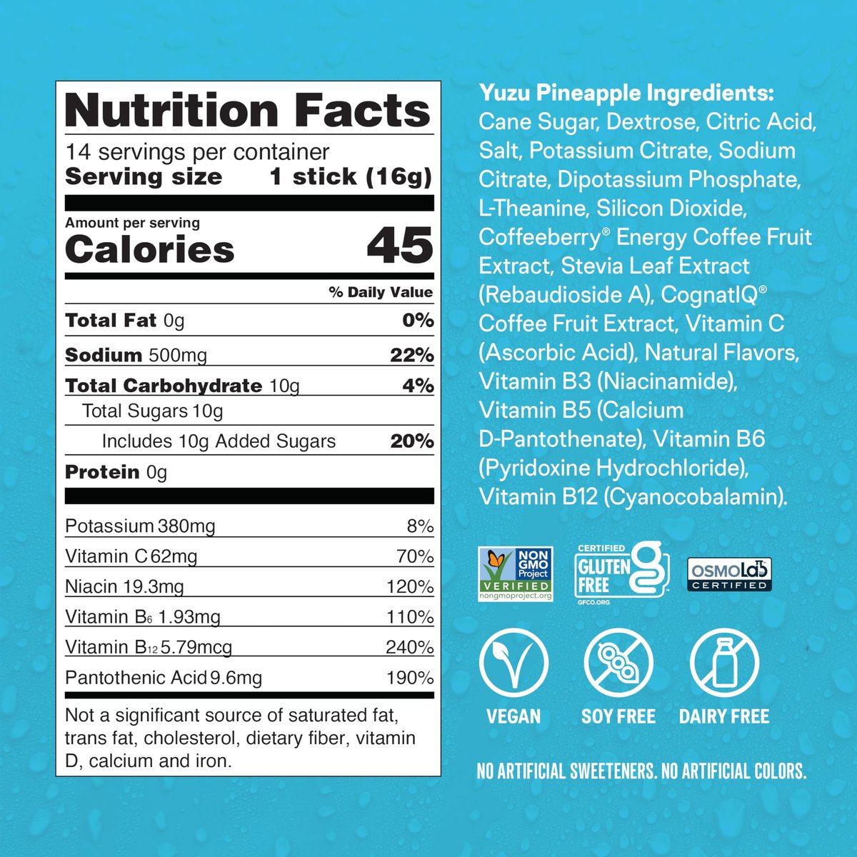 Liquid I.V.® Hydration Multiplier +Energy - Yuzu Ananas | Elektrolyt-Pulvergetränk | 1 Packung (14 Portionen)