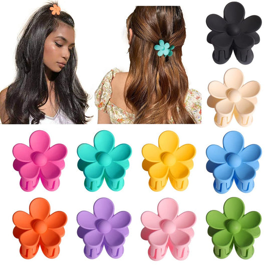 Palksky Kleine Haarblumen-Clip-Set – 10 Stück Mini-Krallenclips für Frauen, Mädchen und Kinder – 1,35 Zoll Acryl-Haarspangen mit Antirutsch-Griff