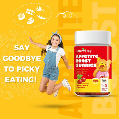 Nature's Key Appetit-Anreger Gummibärchen für Kinder – Unterstützt den Appetit und die Gewichtszunahme – Weißdorn-Geschmack (120 Stück, 1er-Pack)