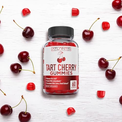 Atlantis Nutrition Tart Cherry Gummies mit Sellerieextrakt - Fortschrittliche Harnsäurereinigung für sofortige Linderung | Gelenkunterstützung & Erholung | Leistungsstarkes Antioxidans mit Gelenkunterstützung - 60 Gummibärchen