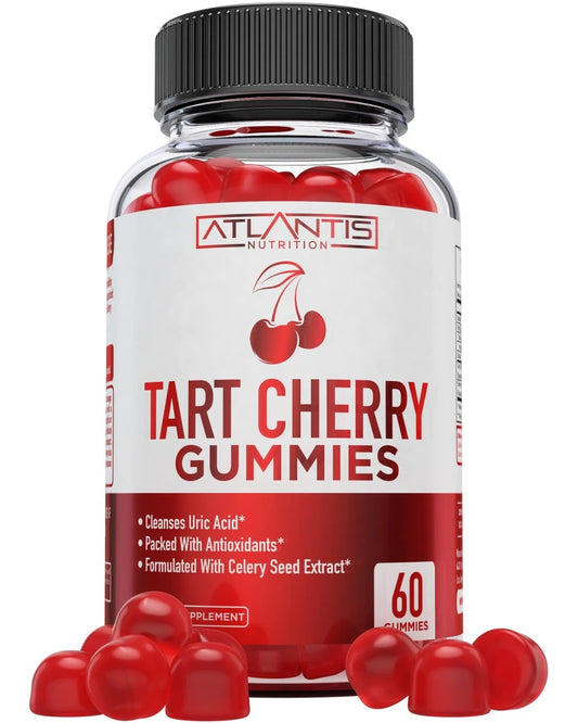 Atlantis Nutrition Tart Cherry Gummies mit Sellerieextrakt - Fortschrittliche Harnsäurereinigung für sofortige Linderung | Gelenkunterstützung & Erholung | Leistungsstarkes Antioxidans mit Gelenkunterstützung - 60 Gummibärchen