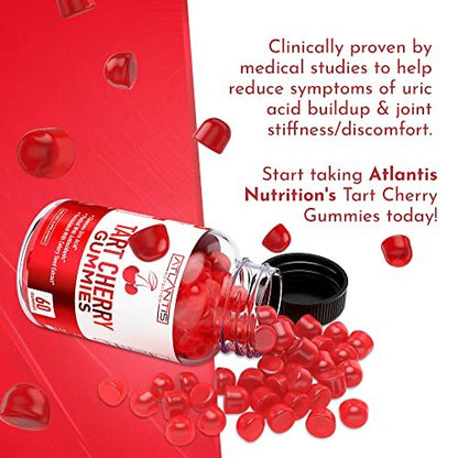 Atlantis Nutrition Tart Cherry Gummies mit Sellerieextrakt - Fortschrittliche Harnsäurereinigung für sofortige Linderung | Gelenkunterstützung & Erholung | Leistungsstarkes Antioxidans mit Gelenkunterstützung - 60 Gummibärchen