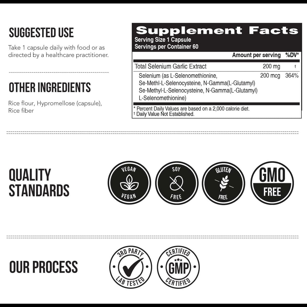 Total Selenium - 200 mcg, pflanzlich - Vollspektrum mit 4 essentiellen organischen Selenformen inkl. Selenomethionin - aus Knoblauch gewonnen - 60 Kapseln