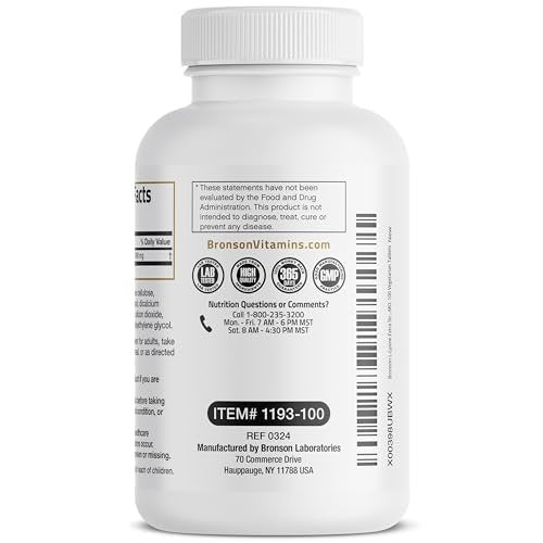 Bronson L-Lysin Extra Stark 1000 MG pro Tablette Hochdosiert, Immununterstützung & Unterstützt Kollagensynthese, Non-GMO, 100 Vegetarische Tabletten