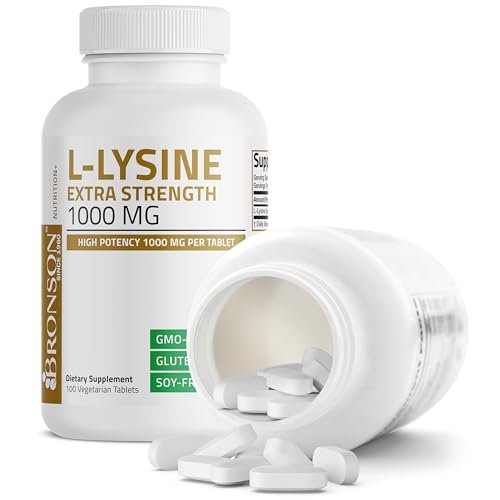 Bronson L-Lysin Extra Stark 1000 MG pro Tablette Hochdosiert, Immununterstützung & Unterstützt Kollagensynthese, Non-GMO, 100 Vegetarische Tabletten