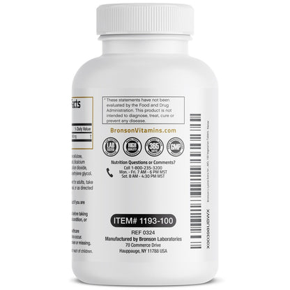 Bronson L-Lysin Extra Stark 1000 MG pro Tablette Hochdosiert, Immununterstützung & Unterstützt Kollagensynthese, Non-GMO, 100 Vegetarische Tabletten