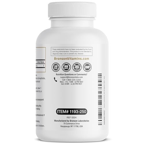 Bronson L-Lysin Extra Stärke 1000 mg pro Tablette, Hochdosiert, Immununterstützung & Unterstützt Kollagensynthese, Non-GMO, 250 Vegetarische Tabletten