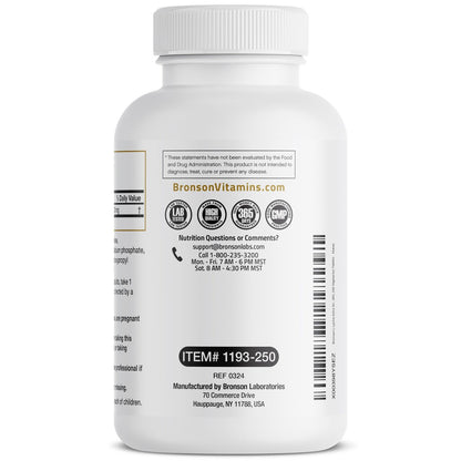 Bronson L-Lysin Extra Stärke 1000 mg pro Tablette, Hochdosiert, Immununterstützung & Unterstützt Kollagensynthese, Non-GMO, 250 Vegetarische Tabletten