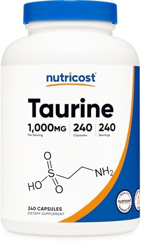 Nutricost Taurin 1000mg Kapseln - 240 Kapseln pro Flasche, Non-GMO & Glutenfrei