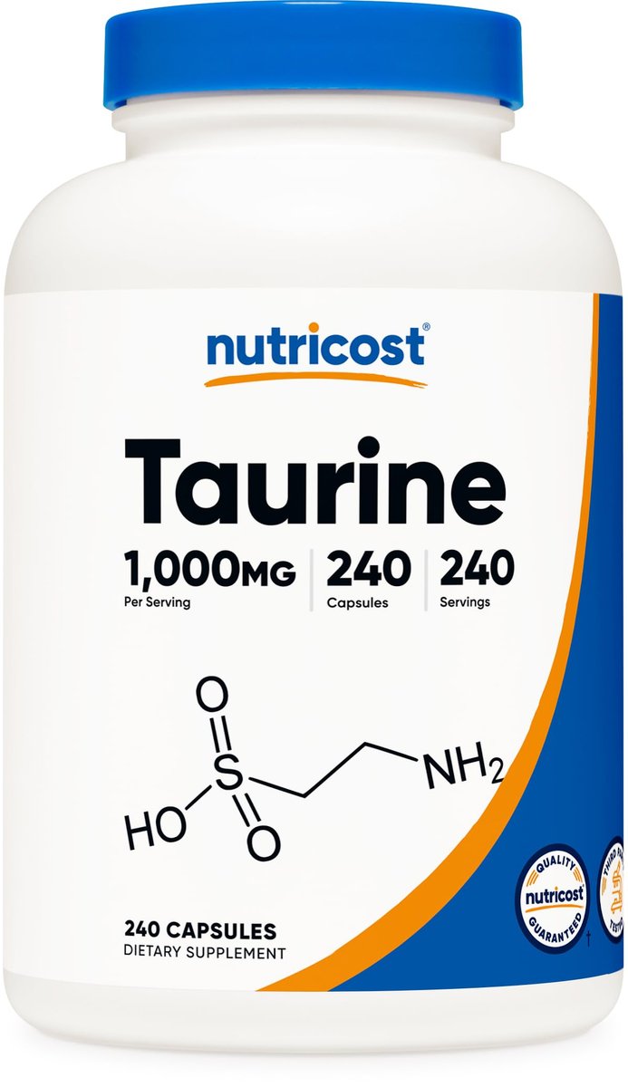 Nutricost Taurin 1000mg Kapseln - 240 Kapseln pro Flasche, Non-GMO & Glutenfrei