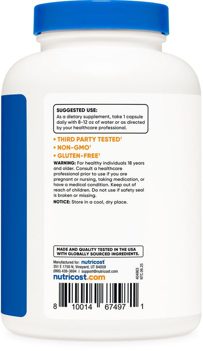 Nutricost Taurin 1000mg Kapseln - 240 Kapseln pro Flasche, Non-GMO & Glutenfrei
