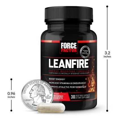 Force Factor LeanFire Pre-Workout Energiepillen mit Grüntee-Extrakt und Koffein – Steigern Sie Ihre Energie, bauen Sie schlanke Muskeln auf, 30 Kapseln