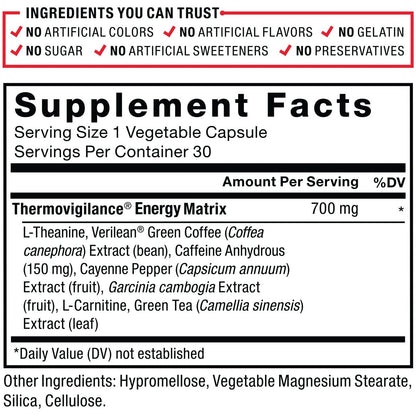 Force Factor LeanFire Pre-Workout Energiepillen mit Grüntee-Extrakt und Koffein – Steigern Sie Ihre Energie, bauen Sie schlanke Muskeln auf, 30 Kapseln