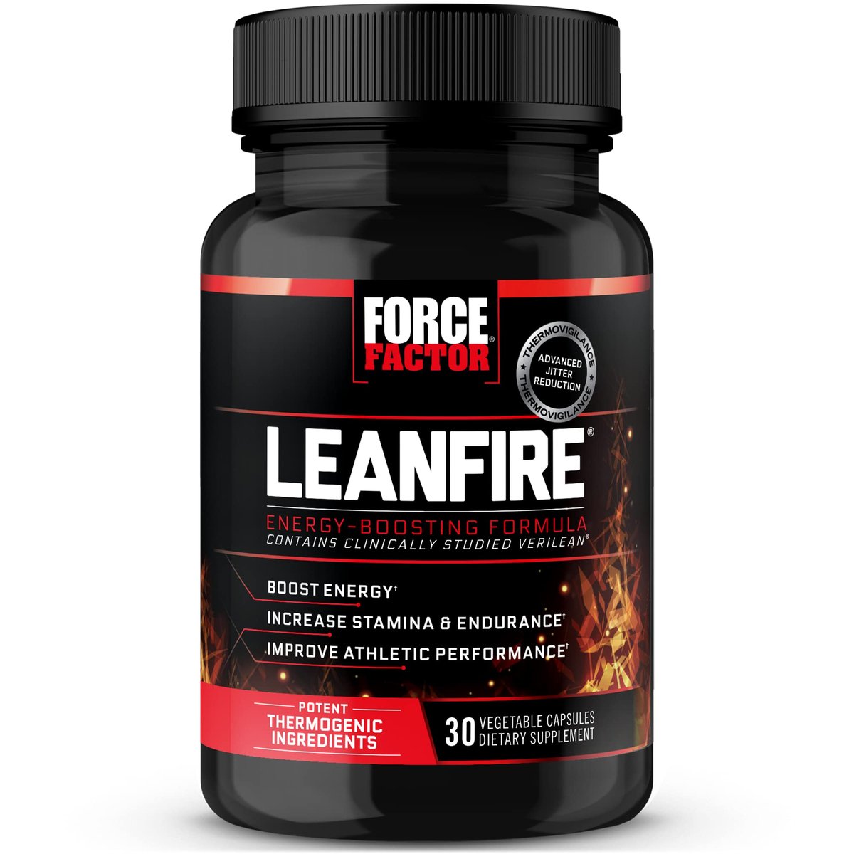 Force Factor LeanFire Pre-Workout Energiepillen mit Grüntee-Extrakt und Koffein – Steigern Sie Ihre Energie, bauen Sie schlanke Muskeln auf, 30 Kapseln