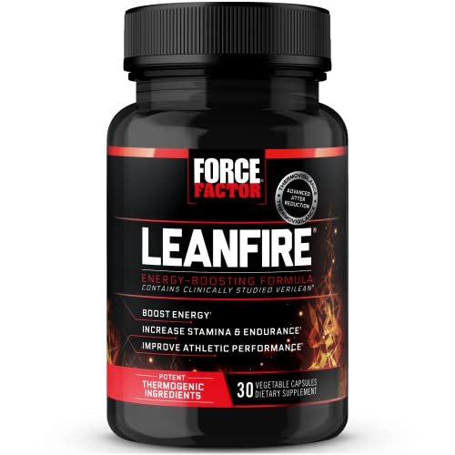 Force Factor LeanFire Pre-Workout Energiepillen mit Grüntee-Extrakt und Koffein – Steigern Sie Ihre Energie, bauen Sie schlanke Muskeln auf, 30 Kapseln
