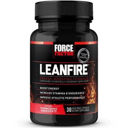 Force Factor LeanFire Pre-Workout Energiepillen mit Grüntee-Extrakt und Koffein – Steigern Sie Ihre Energie, bauen Sie schlanke Muskeln auf, 30 Kapseln