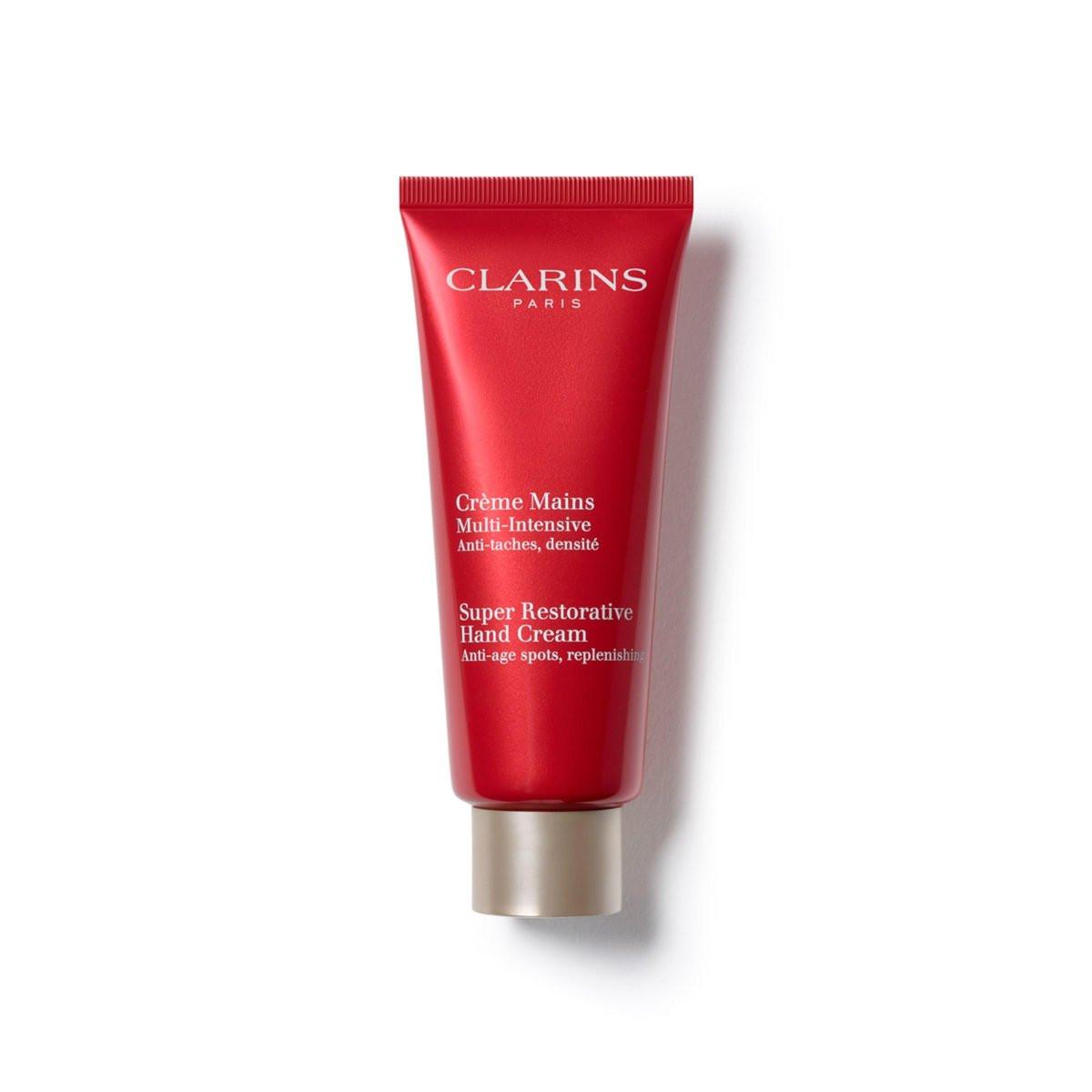 Clarins Super Restorative Handcreme | Anti-Aging | Reduziert Altersflecken und Fältchen | Für sofort und langfristig jugendlich aussehende Hände | Mit Shea- und Mangobutter