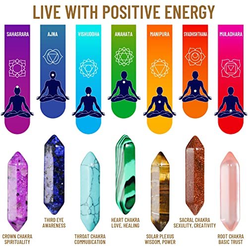 17-teiliges Heilstein-Set, sechseckig geschliffene Kugelform, Reiki-Meditation Chakra-Steine, Tigerauge Obsidian Quarz Kristalle, Edelstein-Anhänger-Set mit Aufbewahrungsbox