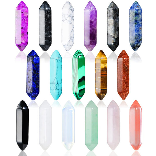 17-teiliges Heilstein-Set, sechseckig geschliffene Kugelform, Reiki-Meditation Chakra-Steine, Tigerauge Obsidian Quarz Kristalle, Edelstein-Anhänger-Set mit Aufbewahrungsbox